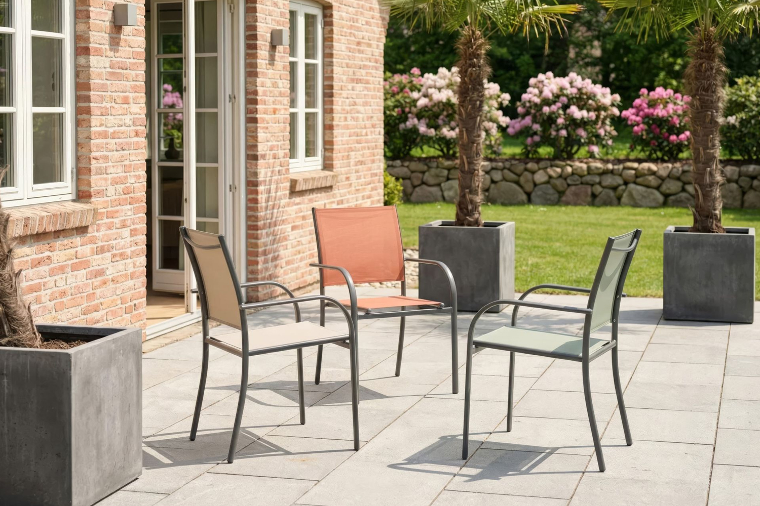 Stapelstuhl Hartford Gartenstuhl Bistrostuhl Textilen Beige