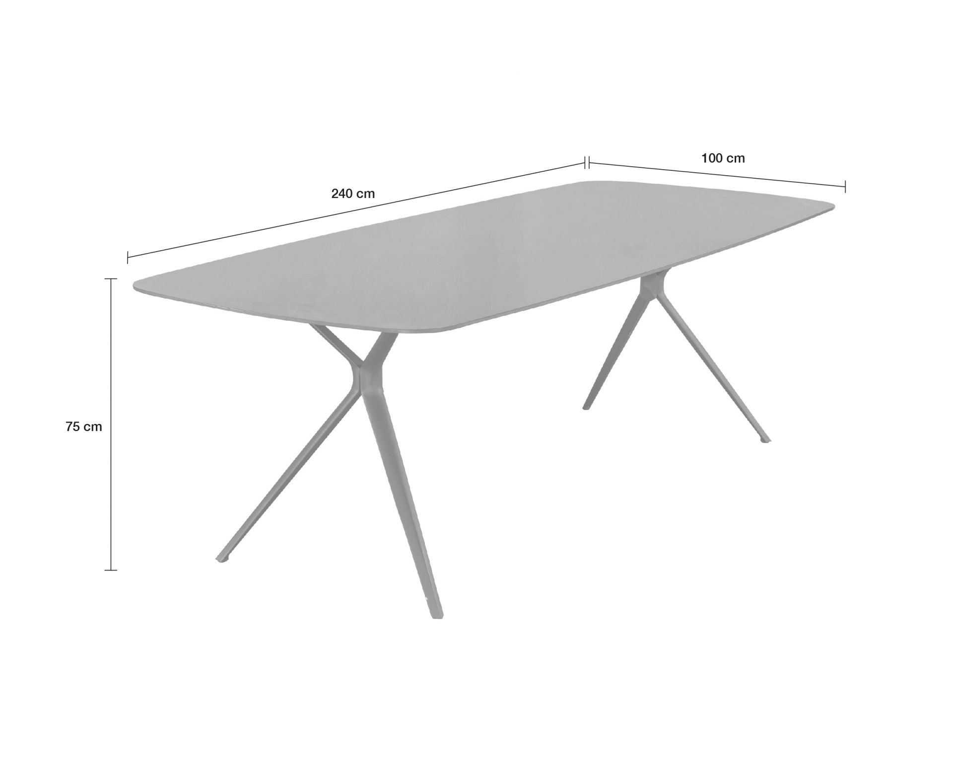 Gartentisch Balu Esstisch Terrassentisch 240x100cm Aluminium/sintered stone Stativ-Gestell