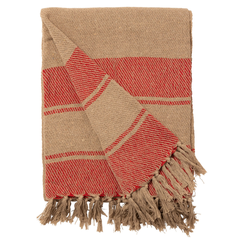 Decke Überwurf Streifen 100% Baumwolle 130x180 cm Skandinavisch Rosa/Rot