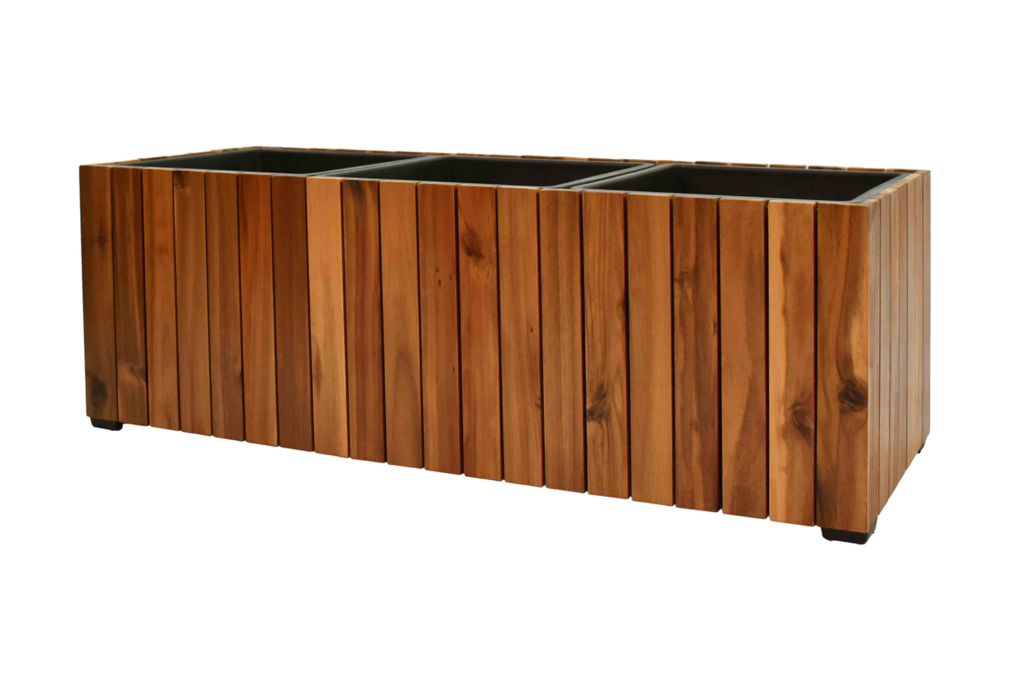 Pflanzgefäß Colorado 2 Pflanzkasten Blumenkasten Akazienholz 33x93x31 cm mit Einsatz