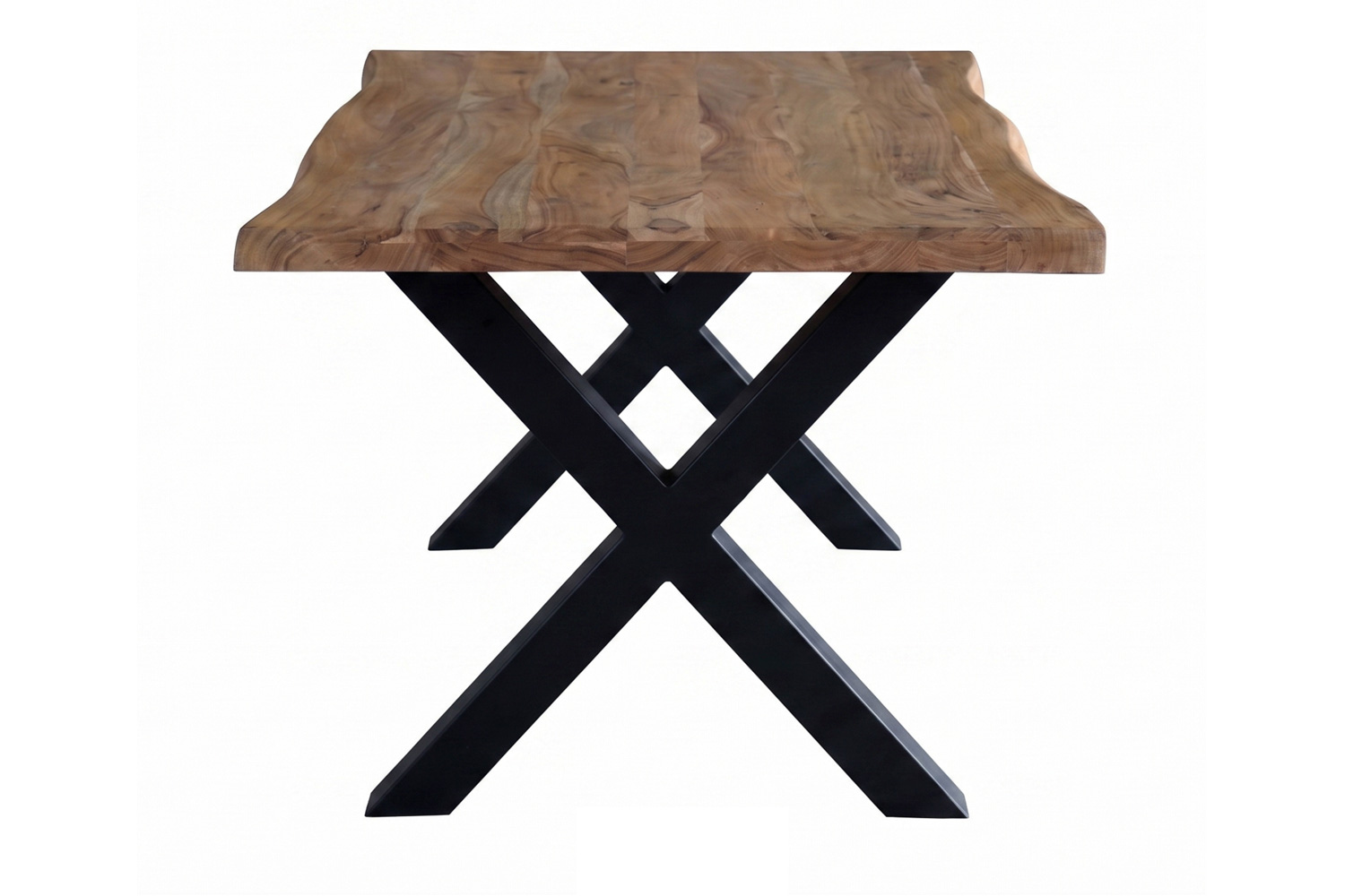 Esstisch Athen180x90 cm Massivholz Baumkante X-Beine Holztisch Akazienholz