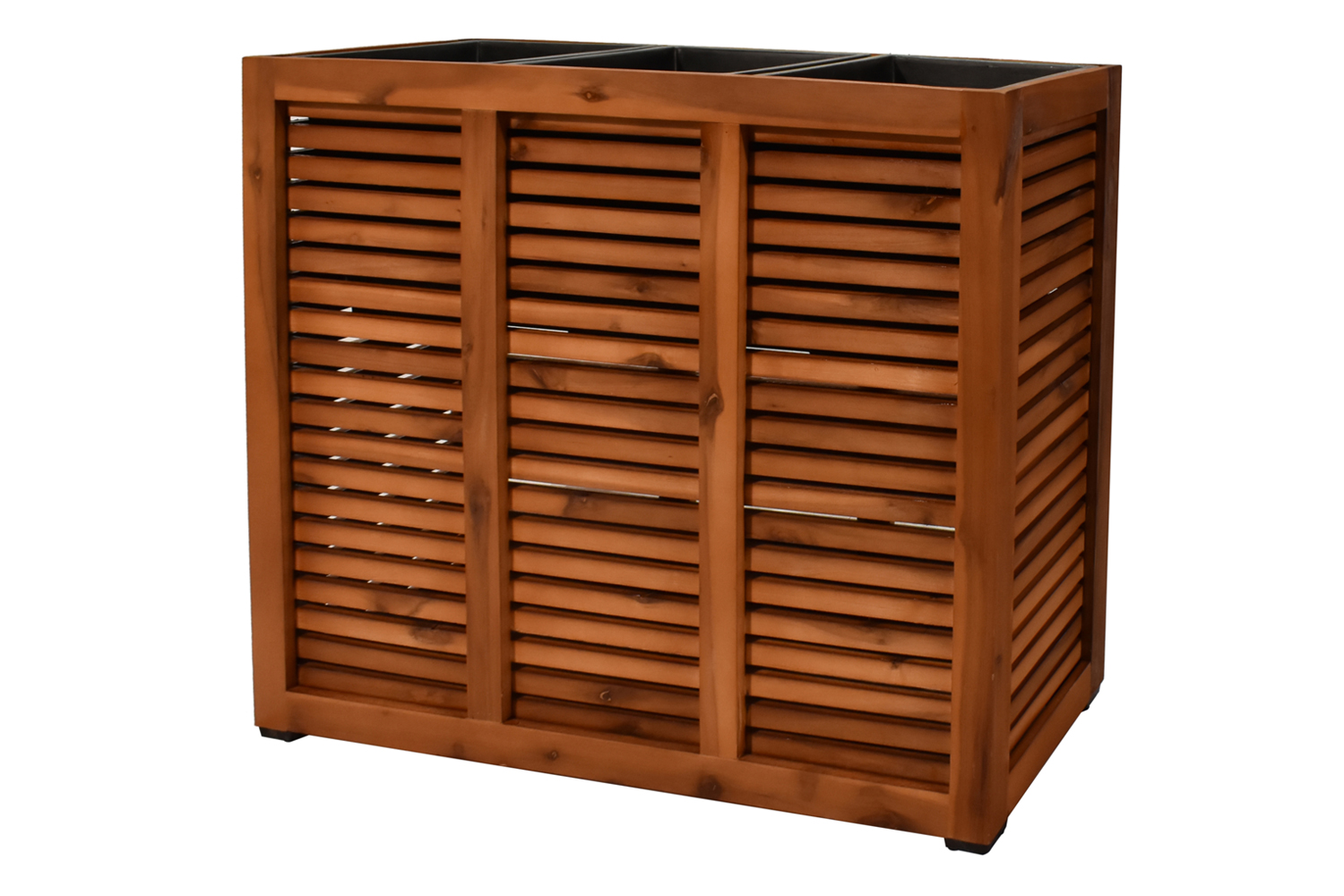 Pflanzgefäß Colorado 3 Pflanzkasten Blumenkasten mit Streben Akazienholz 79x28x62 cm mit Einsatz