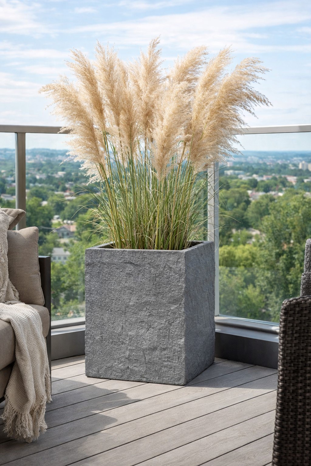 Pflanzgefäß The Rock Pflanzkasten Blumenkasten 36x35 cm Steinoptik Grau