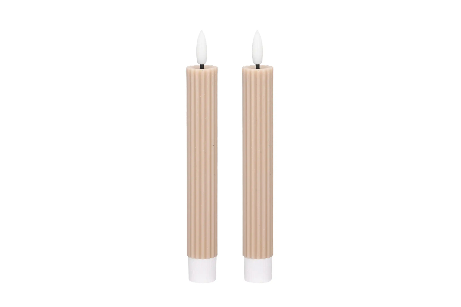0017542-led-stabkerzen-echtwachs-dinnerkerze-beige_2.jpg LED-Stabkerzen 2er Set Ø2,2x15,5 cm Dinnerkerze Riffel Timer Beige