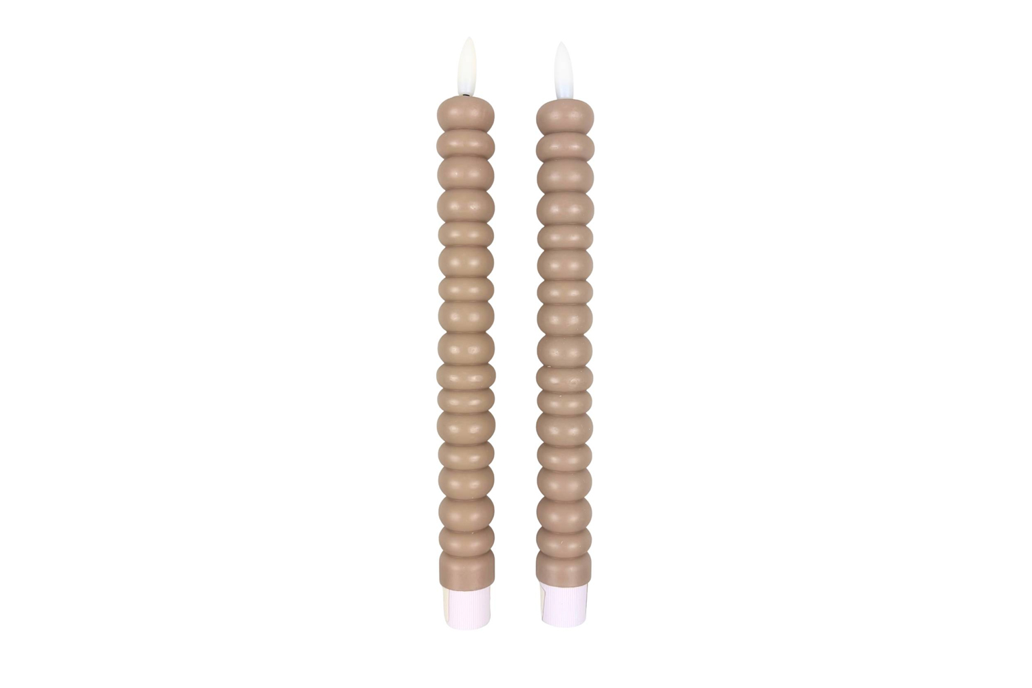 LED-Stabkerzen 2er Set Ø2,2x22 cm Dinnerkerze Timer Beige