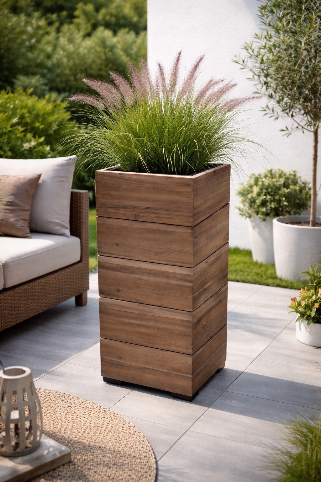 Pflanzgefäß Colorado 1 Pflanzkasten Blumenkasten Akazienholz 28x62 cm mit Einsatz