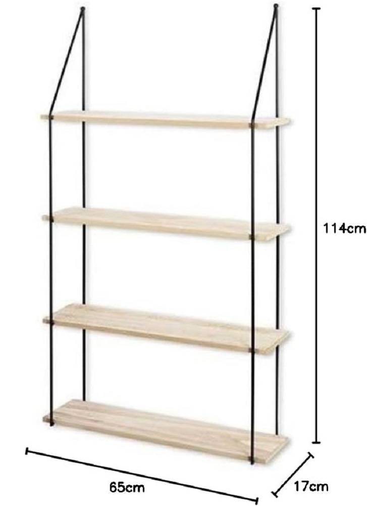 LIFA LIVING Schweberegal Alicante Holz Metall Wandregal mit 4 Etagen Hängeregal 60 x 17 x 114,5 cm