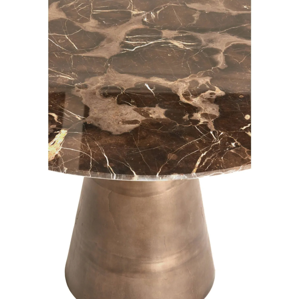 Esstisch YNEZ von Light & Living Ø100x78 cm Tisch Brauner Marmor + Braun