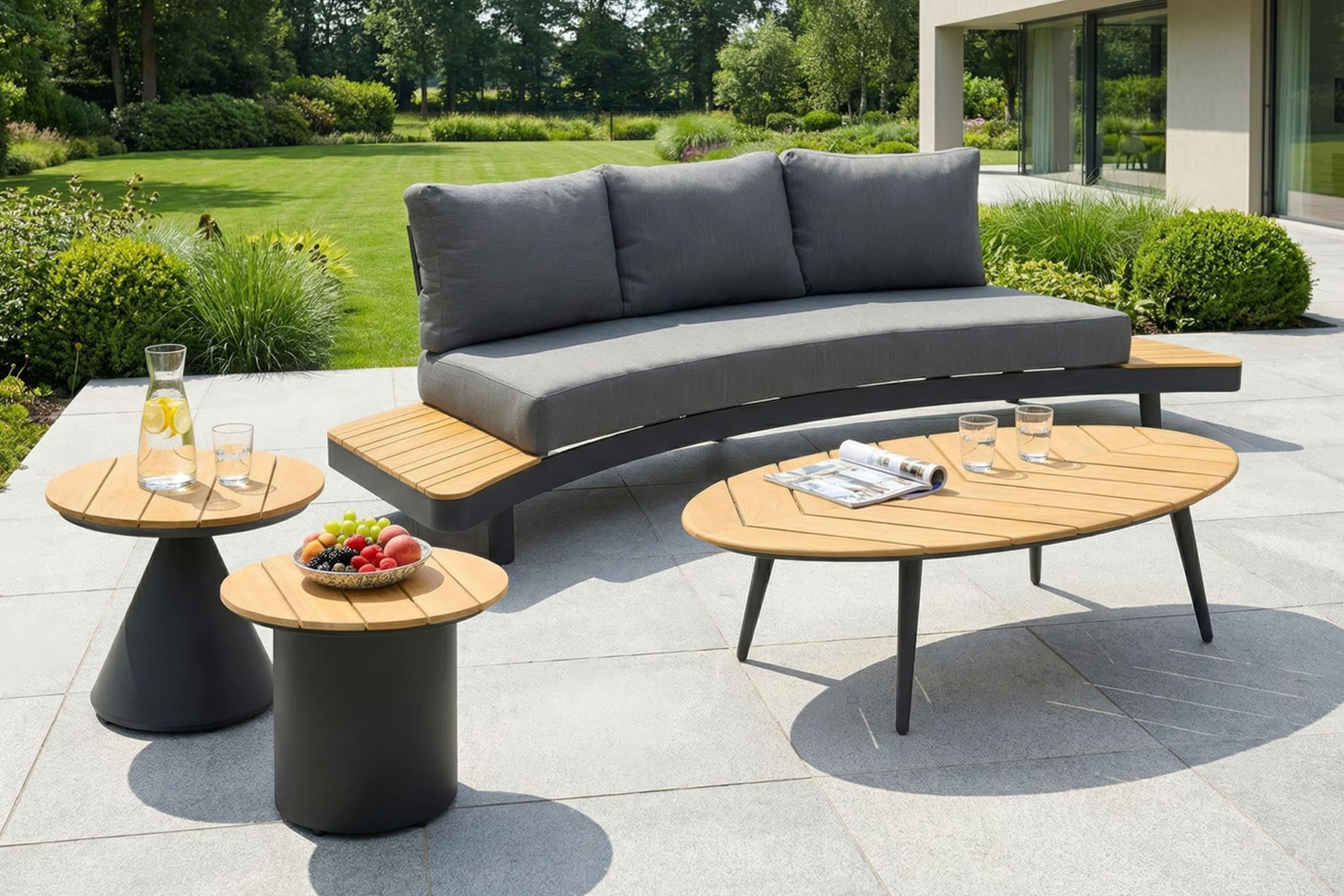 Couchtisch Madison Beistelltisch Gartentisch Ø50x43 cm Rund Teakholz Aluminium Couchtisch Madison Beistelltisch Gartentisch Ø50x43 cm Rund Teakholz Aluminium