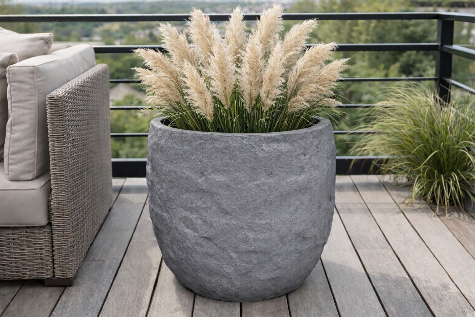 Pflanzgefäß The Rock Pflanzkasten Blumenkasten 45x40 cm Steinoptik Grau