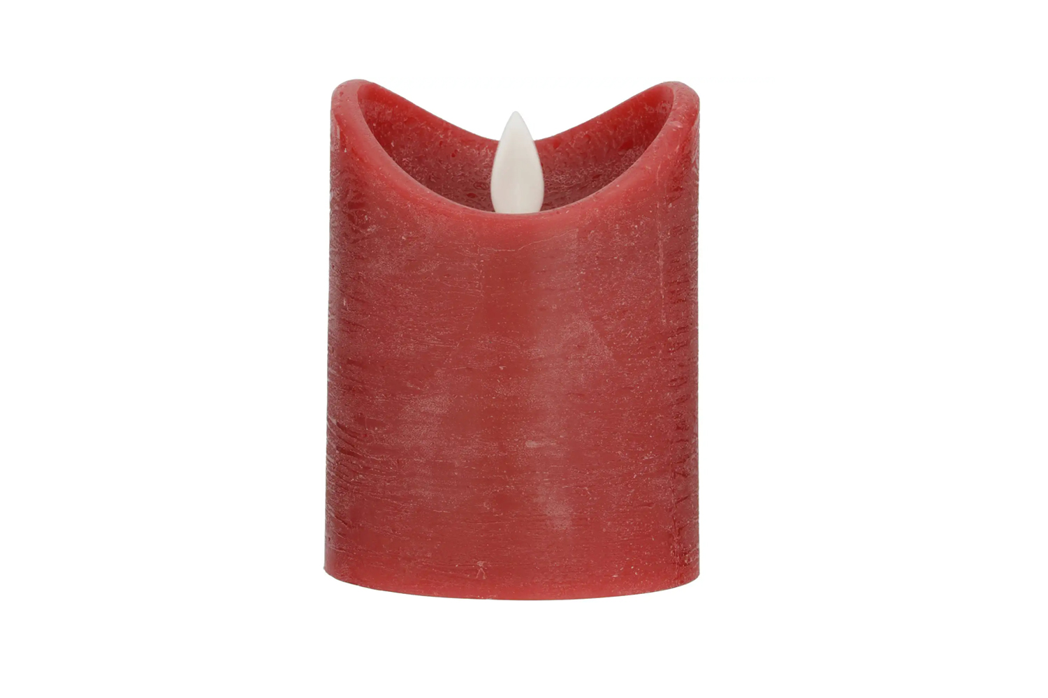 LED-Kerze Ø7,5x10 cm Echtwachs Stumpenkerze Rustikal Timer Rot