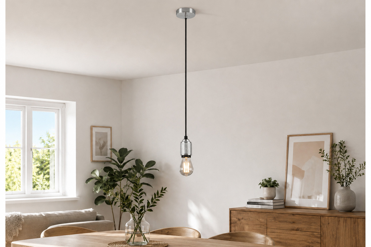 Pendelleuchte ETH Retro Lampenaufhängung Lampenfassung E27 Metall Silber