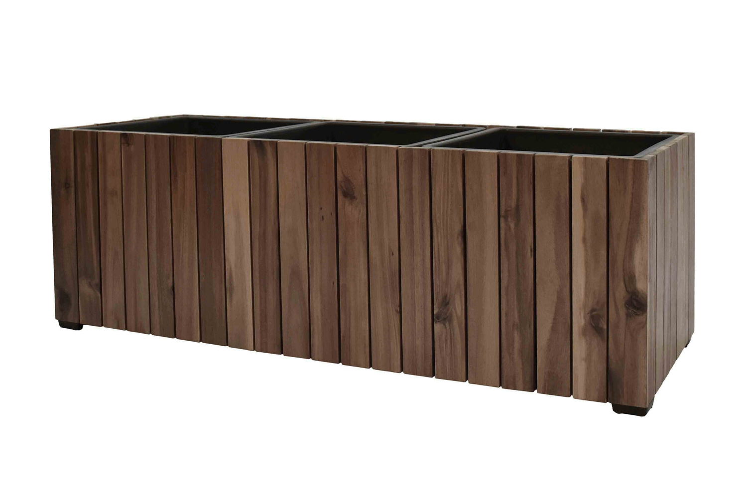 Pflanzgefäß Colorado 2 Pflanzkasten Blumenkasten Akazienholz 33x93x31 cm mit Einsatz