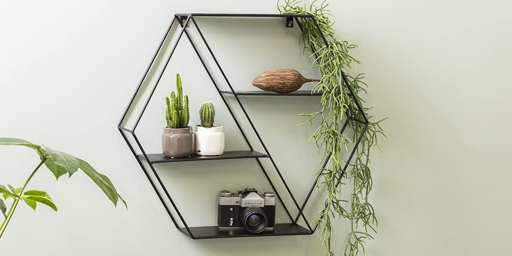 LIFA LIVING Wandregal Marbella Metall 3 Etagen Hängeregal 58x11x51 cm