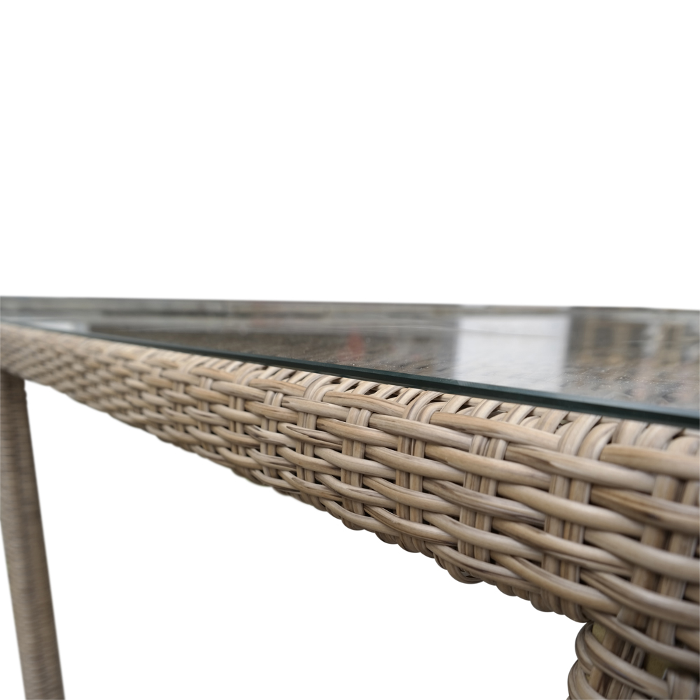 Polyrattan Gartenmöbel Gartentisch Esstisch 6 Personen 180 cm coffee