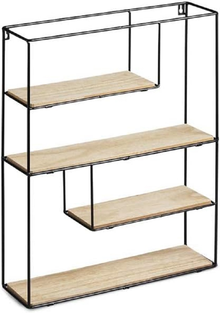 LIFA LIVING Wandregal Bilbao schwarzem Metall Holz Hängeregal 55x45x11 cm