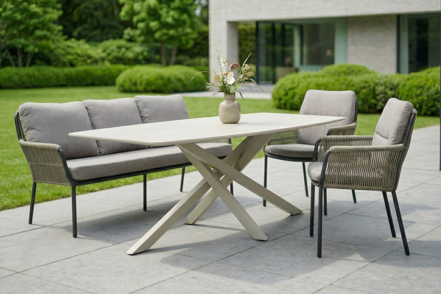 Gartentisch Concord Esstisch Terrassentisch 200x100x75cm sintered stone Taupe-Beige Gartentisch Concord Esstisch Terrassentisch 200x100x75cm sintered stone Taupe-Beige