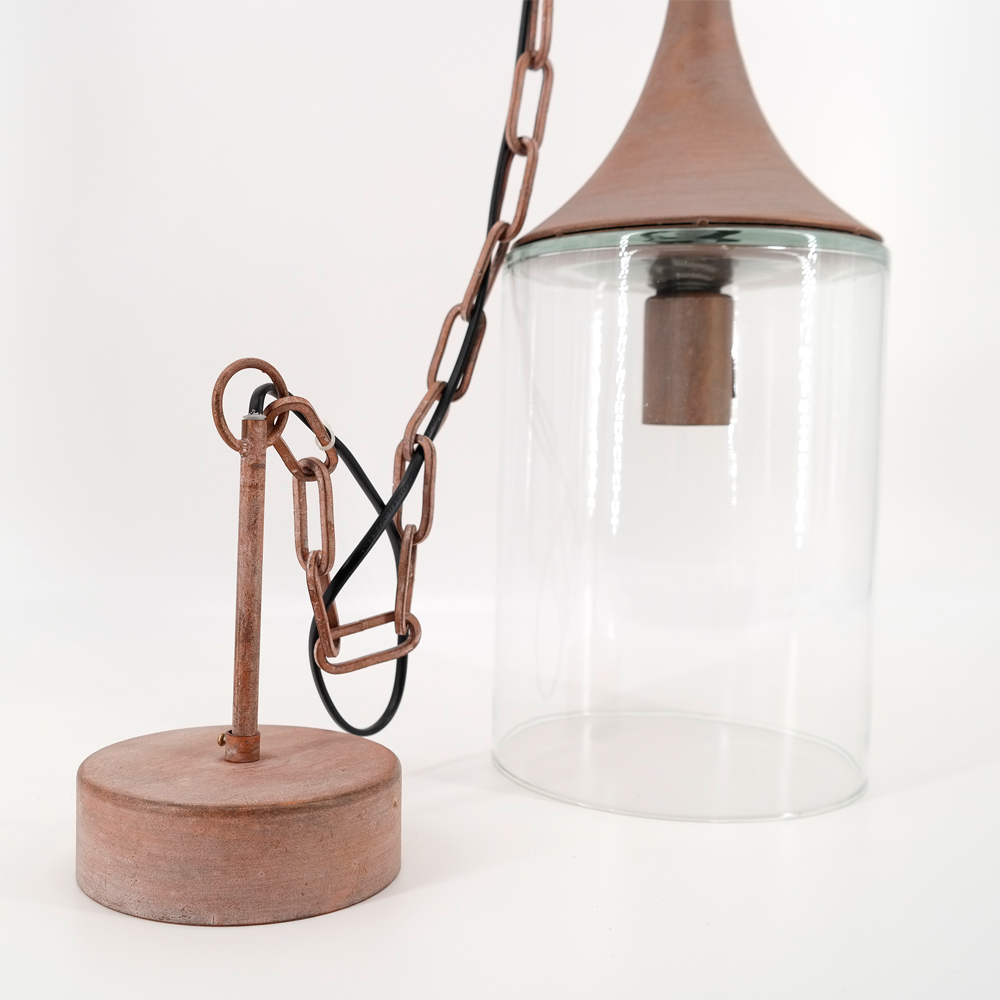 Deckenleuchte Hängeleuchte von PTMD Lampe Ø18x73 cm mit Kettenaufhängung Kupferoptik