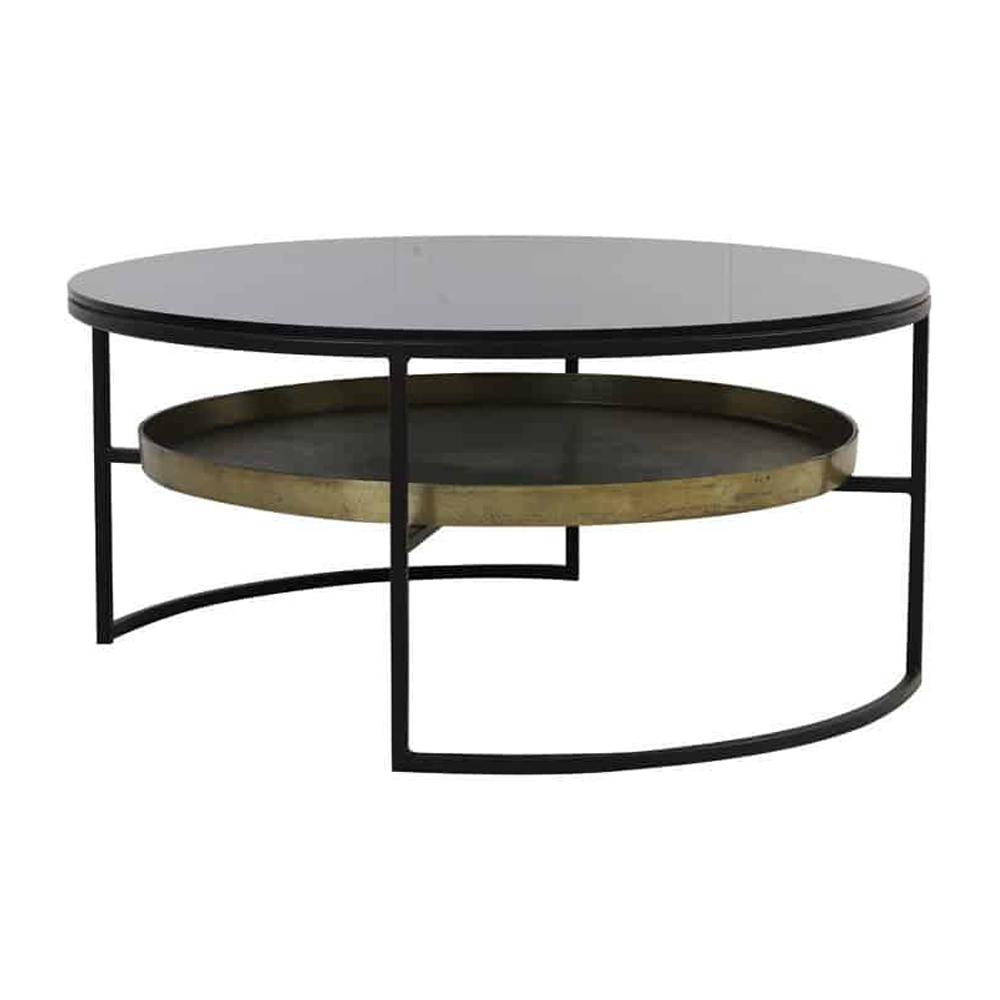 Couchtisch ROWDY von Light & Living Ø88x40 cm Glas Schwarz-Antik Bronze