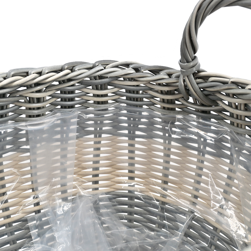 Pflanzkörbe Blumentopf Korb mit Henkel Übertopf 3er Set, Rattan, grau-gestreift Pflanzkörbe Blumentopf Korb mit Henkel Übertopf 3er Set, Rattan, grau-gestreift