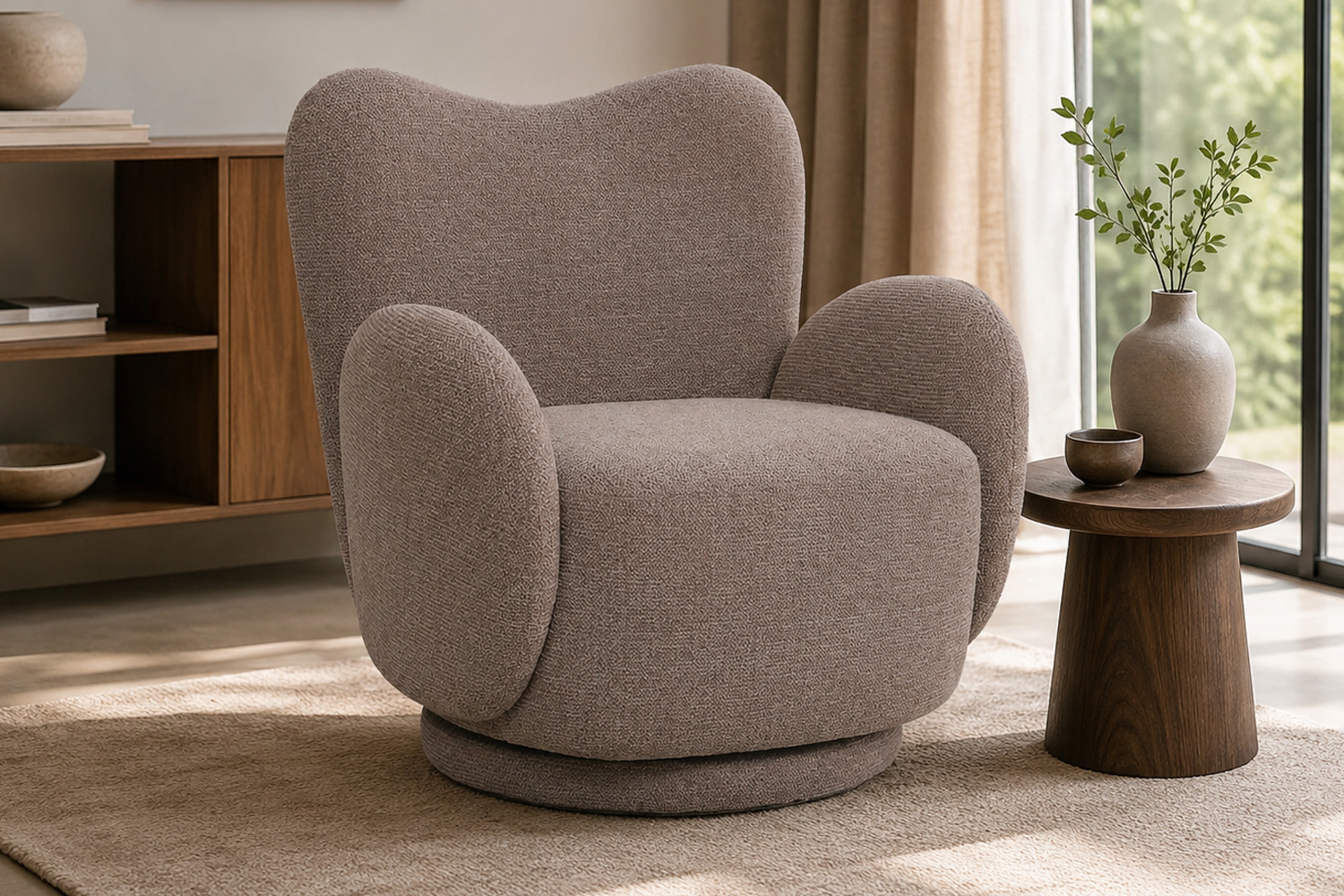 Drehsessel Verona Polstersessel Loungesessel Webstoff Beige