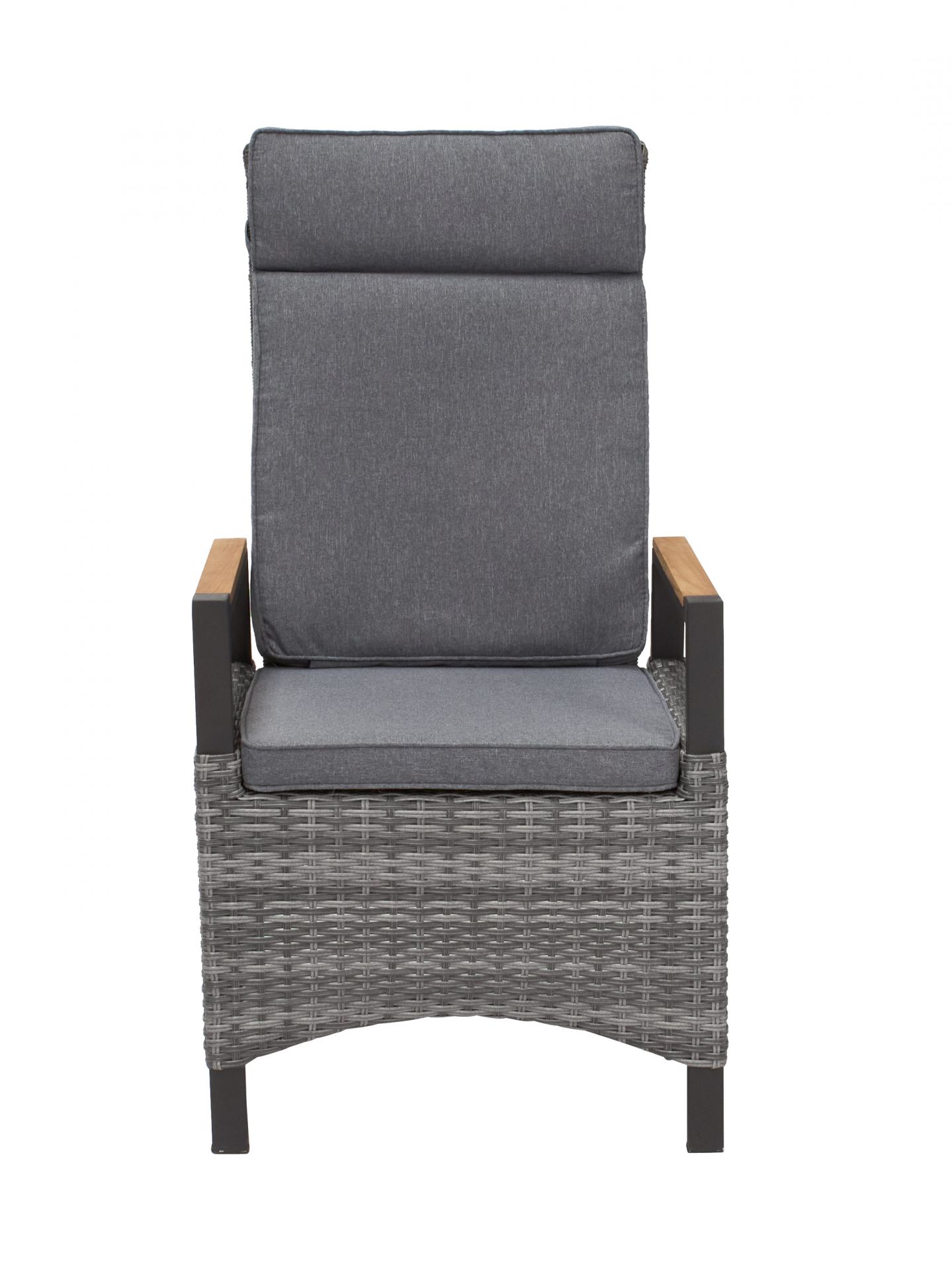 Dining Positionsstuhl Nizza Verstellsessel mit Teak-Armlehne Gartenstuhl natur-grau