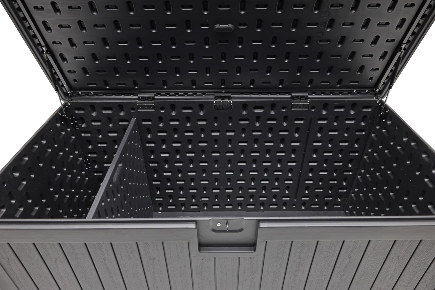 Aufbewahrungsbox Lilo Kissenbox Gartentruhe 140x70 cm Holzmaserung Schwarz