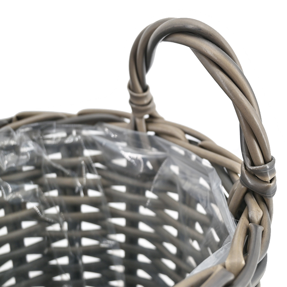 Pflanzkorb Blumentopf Korb mit Henkel Übertopf, Rattan, rund, grau 35 cm Pflanzkorb Blumentopf Korb mit Henkel Übertopf, Rattan, rund, grau 35 cm