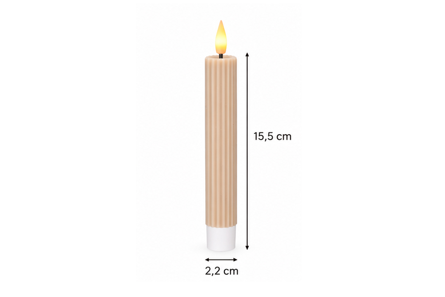 0017542-led-stabkerzen-echtwachs-dinnerkerze-beige_3.jpg LED-Stabkerzen 2er Set Ø2,2x15,5 cm Dinnerkerze Riffel Timer Beige