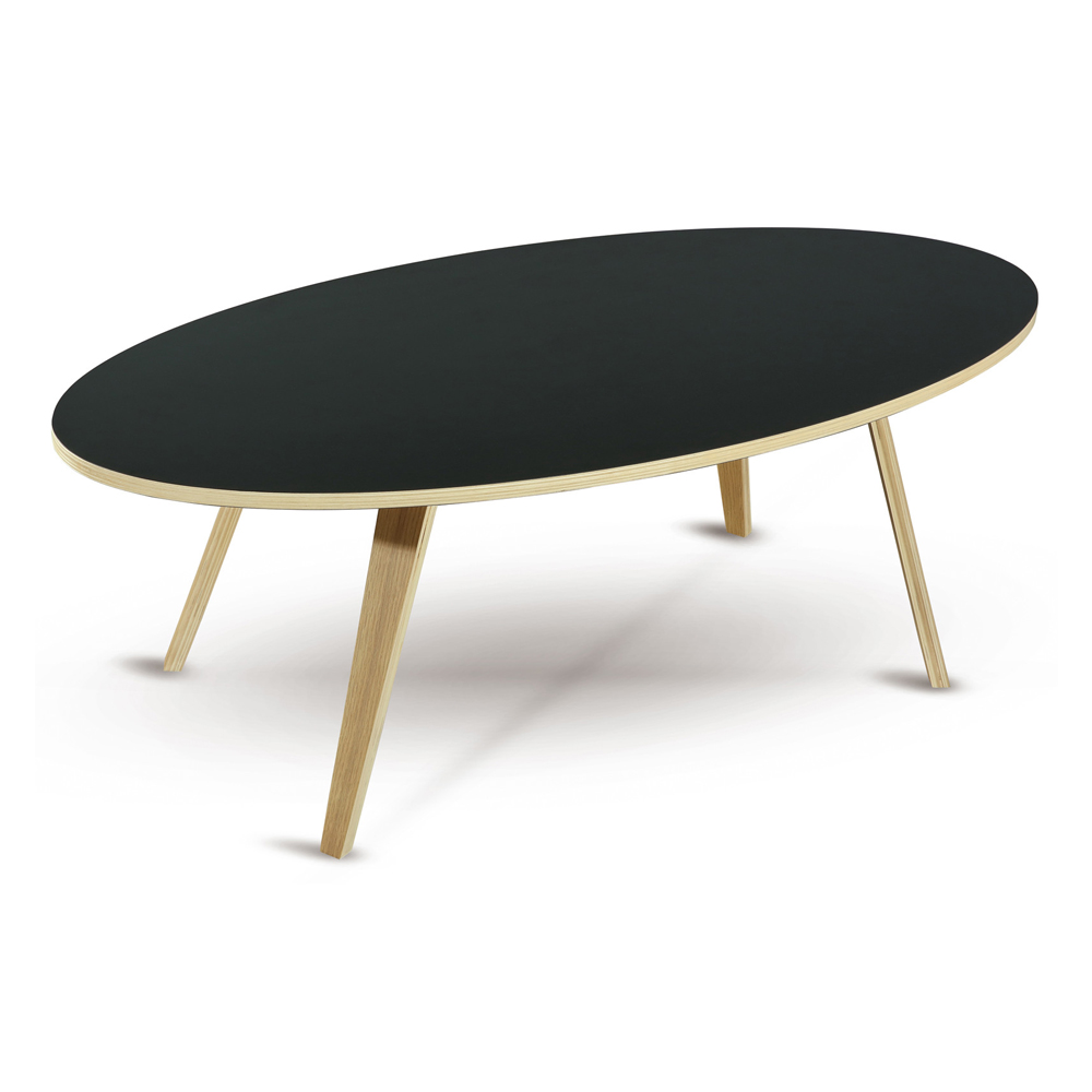 Couchtisch Beistelltisch ARVIKA Skandinavisch Tisch oval 120cm Schwarz