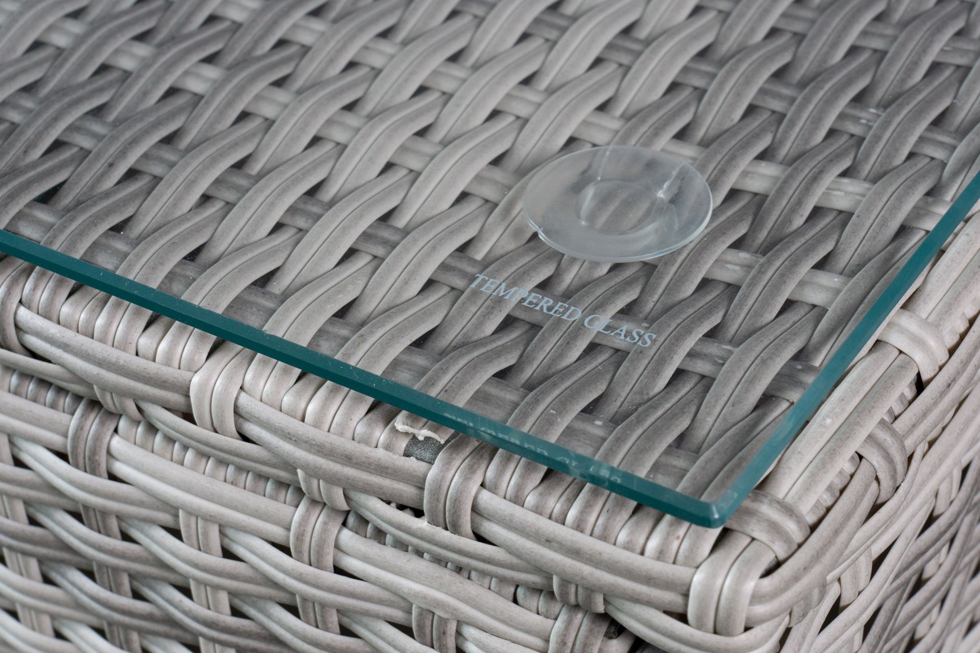 Gartenlounge Ecksofa Balkonset Manila Gartenset mit Tisch + Hocker weiß-grau