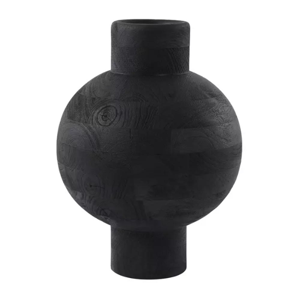 Dekovase Vase BARUMI von Light & Living Blumenvase Ø33x45 cm Holz Matt Schwarz