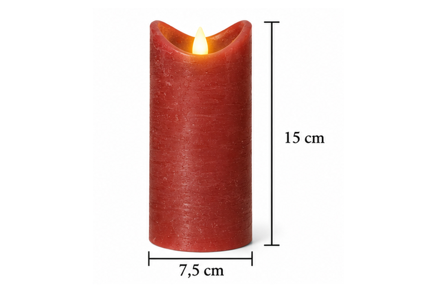 0013400-led-kerzen-echtwachs-stumpenkerze-rustikal-rot_3.jpg LED-Kerze Ø7,5x15 cm Echtwachs Stumpenkerze Rustikal Timer Rot