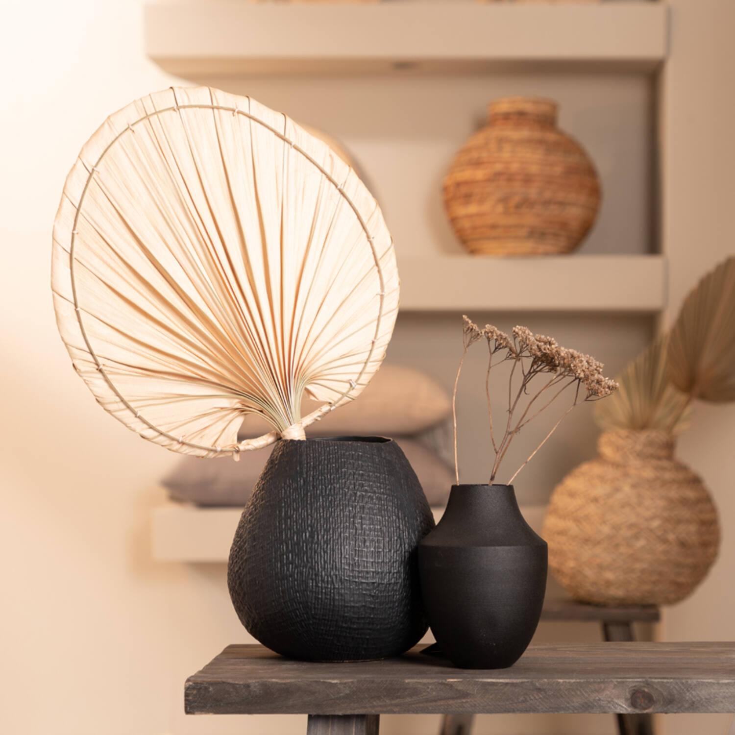 Dekovase Vase JAKE von Light & Living Blumenvase Bodenvase Matt Schwarz Ø39,5x41 cm