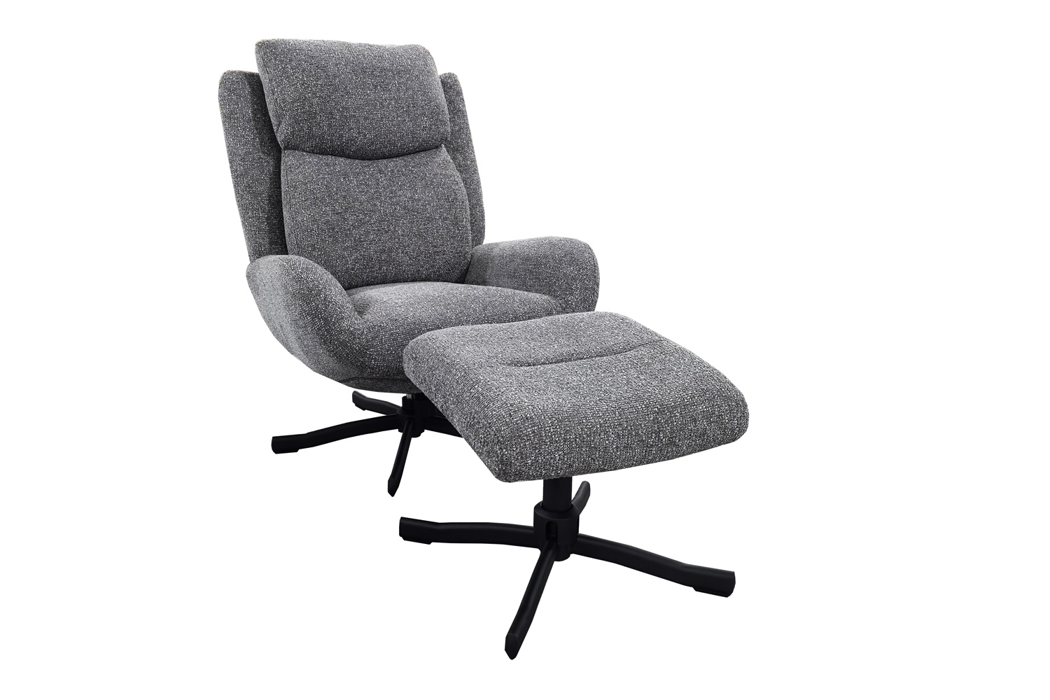 Relaxsessel mit Hocker Trani Drehsessel Loungesessel Webstoff Grau