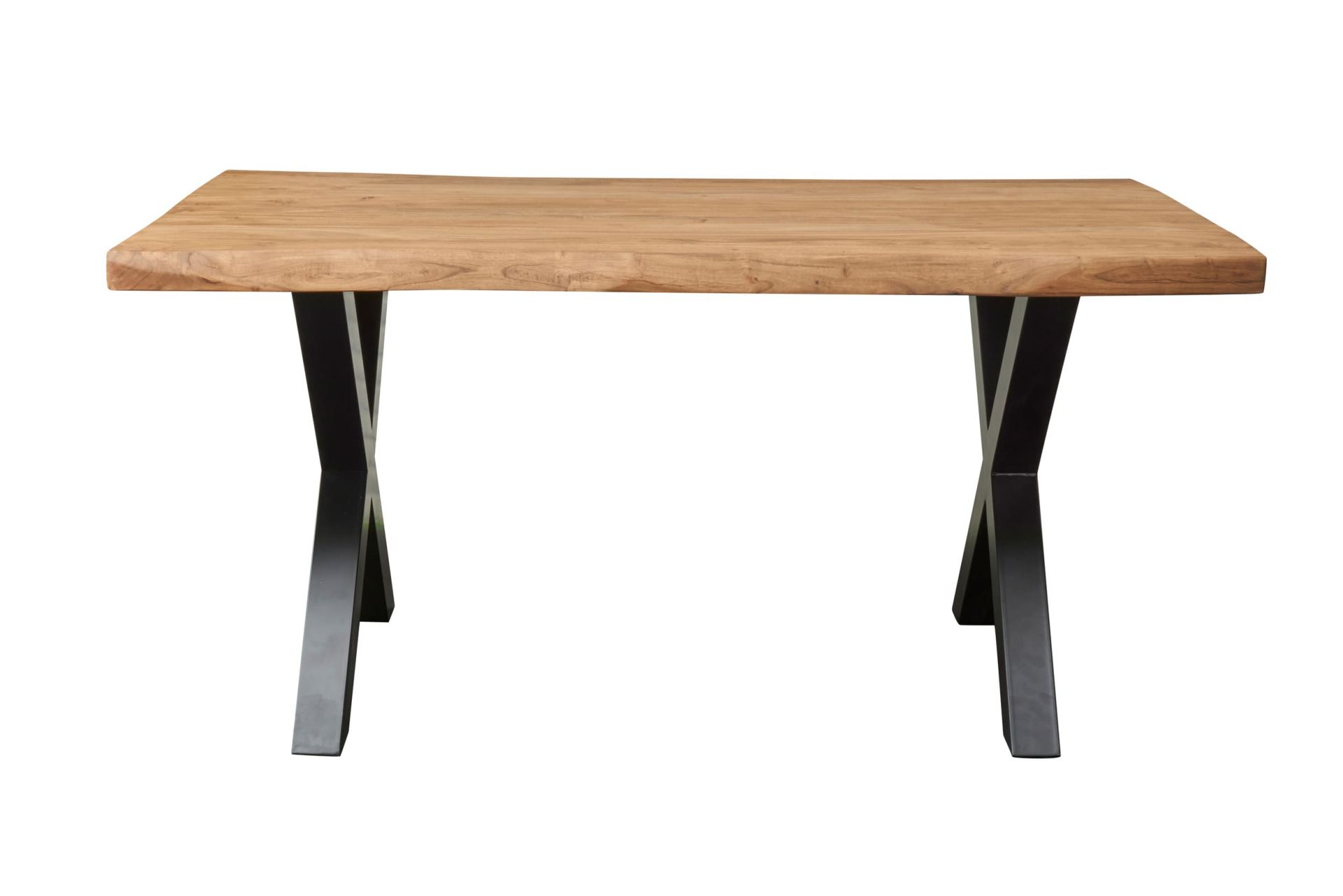 Esstisch 180x90 cm Massivholz Baumkante X-Beine Holztisch Akazienholz