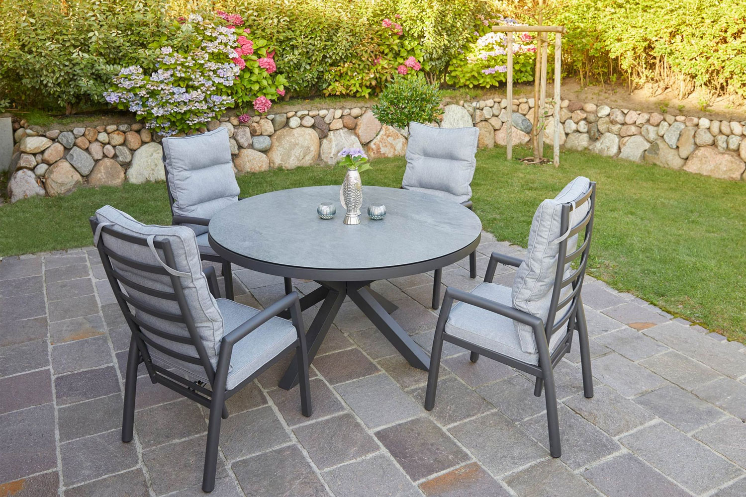 Gartentisch Burundi Balkontisch Bistrotisch Ø150x75cm rund Anthrazit Gartentisch Burundi Balkontisch Bistrotisch Ø150x75cm rund Anthrazit