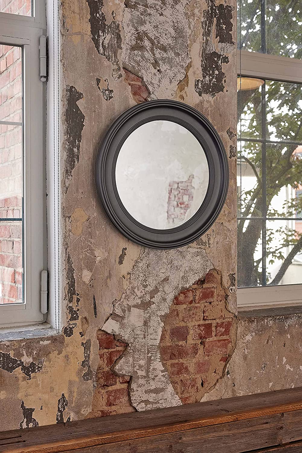 Wandspiegel »Schlicht« Ø60 cm grau im Landhaus-Stil rund Flurspiegel