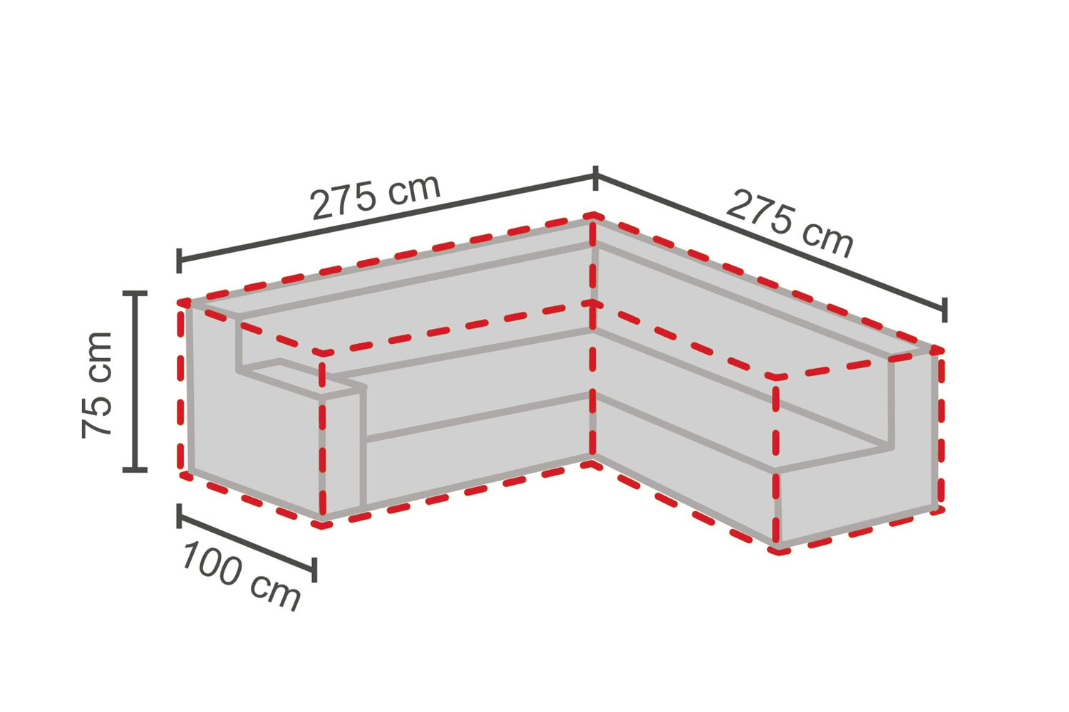 Schutzhülle Abdeckung für Ecksofa 275/100x275/100x75 cm Gartenmöbel Schutzhülle Abdeckung für Ecksofa 275/100x275/100x75 cm Gartenmöbel