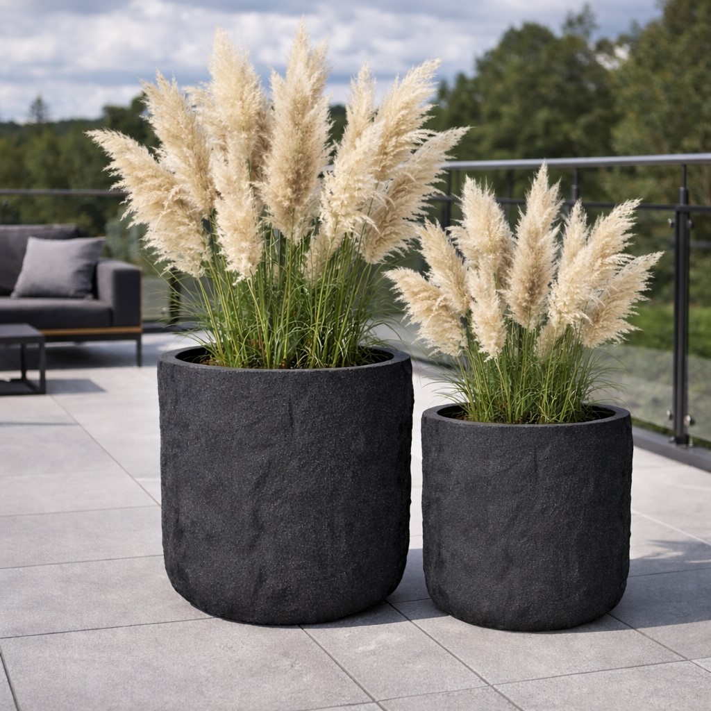 Pflanzgefäß The Rock Pflanzkasten Blumenkasten 28x25 cm Steinoptik Anthrazit Pflanzgefäß The Rock Pflanzkasten Blumenkasten 28x25 cm Steinoptik Anthrazit