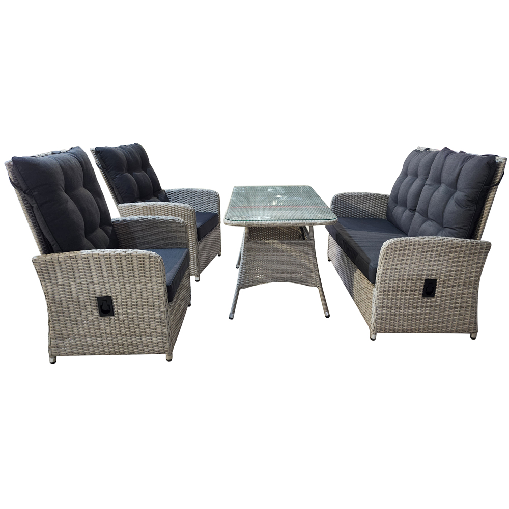 Lounge Set 4-tlg. Bilbao Garten Sitzgruppe mit Tisch Loungegarnitur Grau Lounge Set 4-tlg. Bilbao Garten Sitzgruppe mit Tisch Loungegarnitur Grau