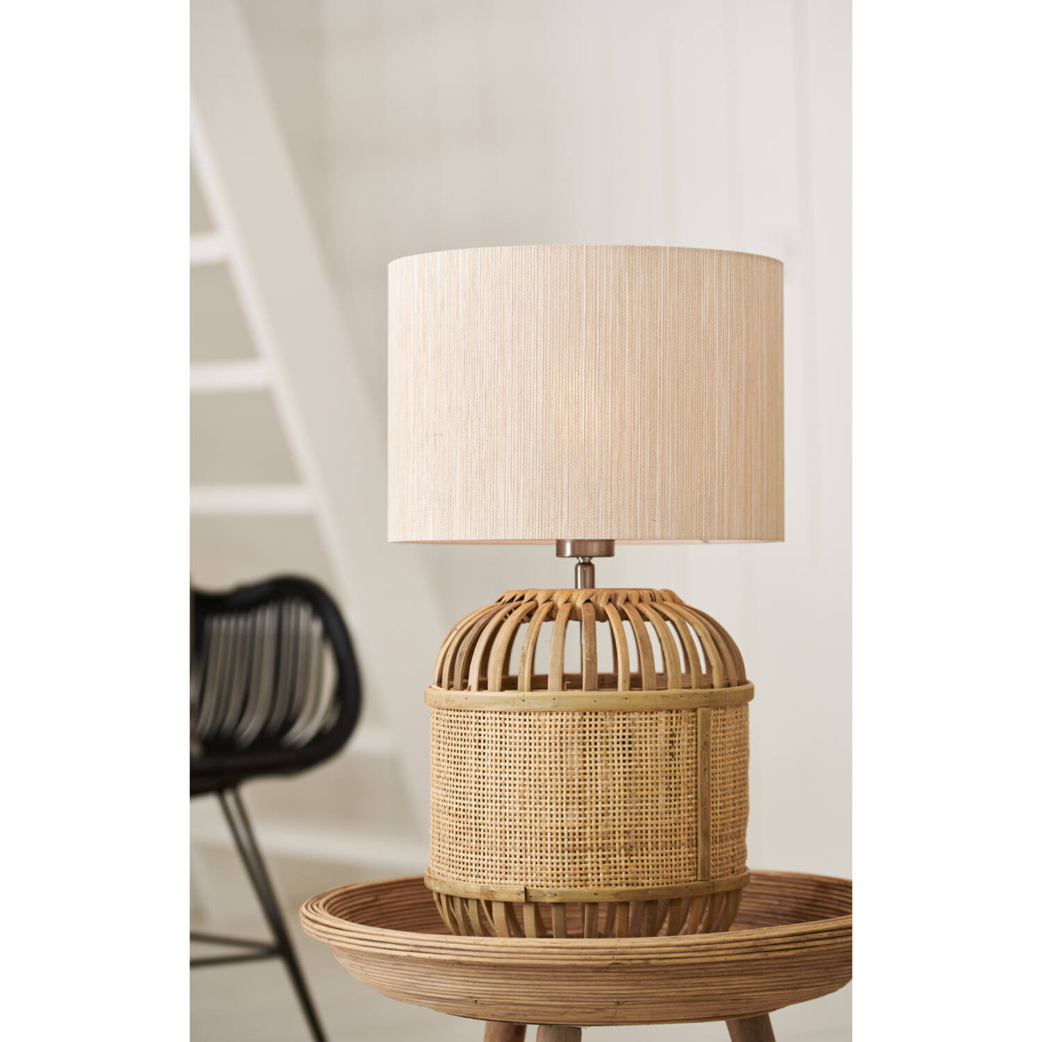 Tischleuchte Lampenfuß ALIFIA von Light & Living Lampe Ø25x30 cm Bambus+Gurtband