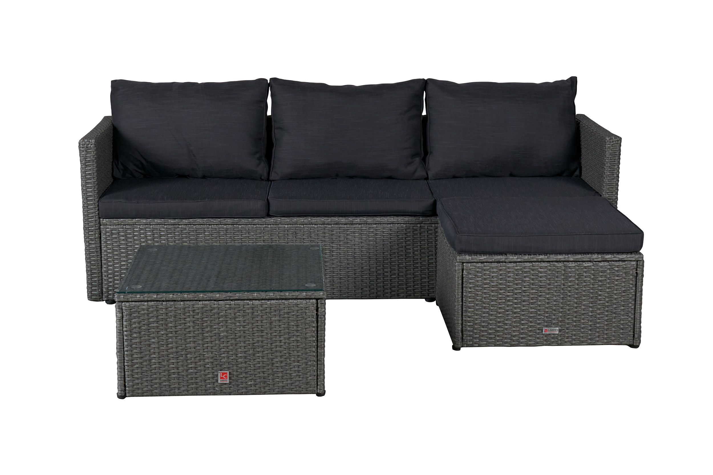 Gartenlounge Ecksofa Balkonset Manila Gartenset mit Tisch + Hocker grau-mix Gartenlounge Ecksofa Balkonset Manila Gartenset mit Tisch + Hocker grau-mix