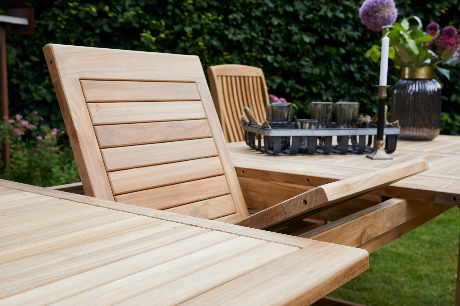 Gartentisch Ela Ausziehtisch Esstisch 180/230/280x100x75 cm Teakholz mehrfach ausziehbar