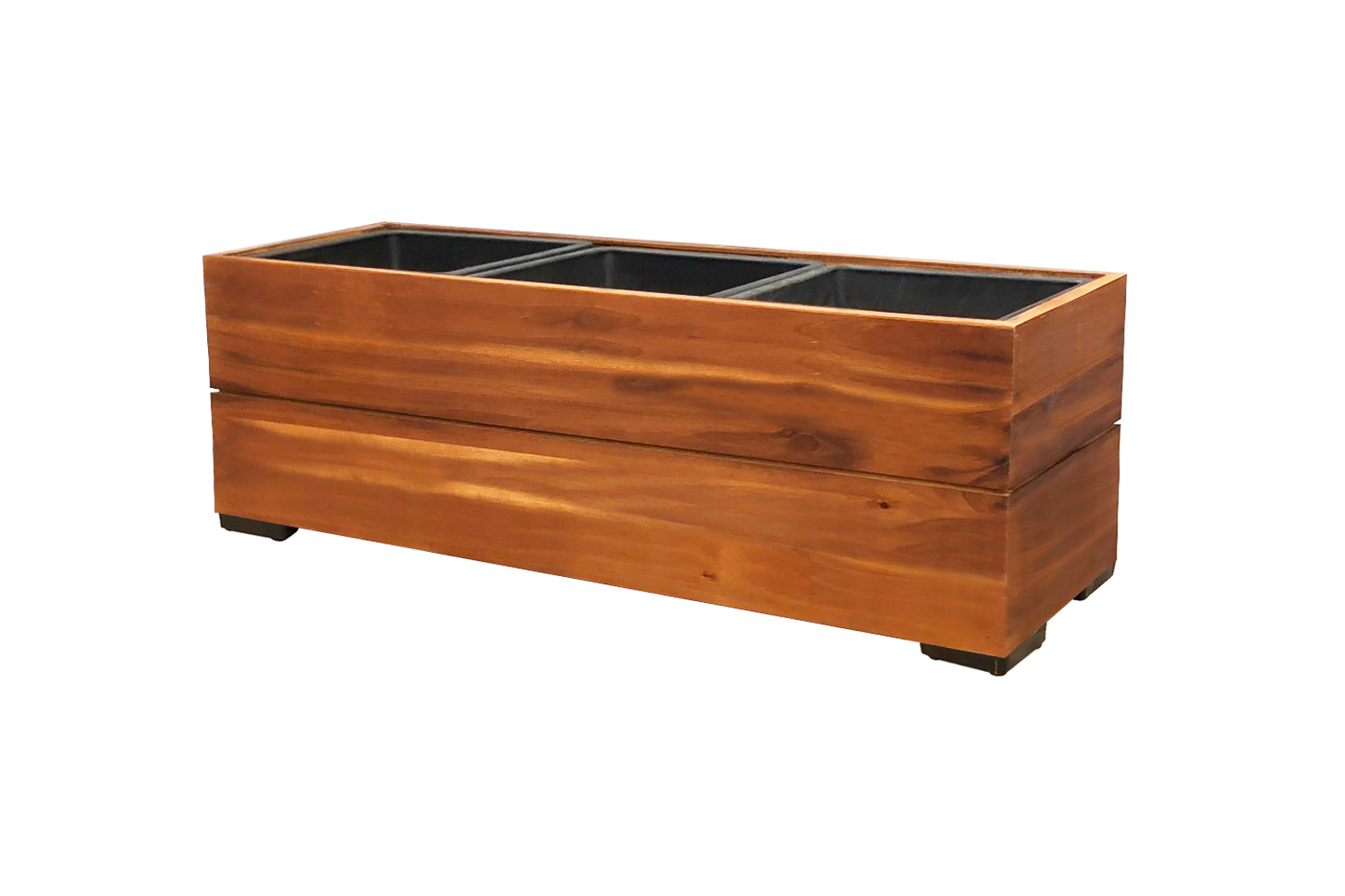 Pflanzgefäß Pflanzkasten Blumenkasten Akazienholz 28x79 cm mit Einsatz Pflanzgefäß Pflanzkasten Blumenkasten Akazienholz 28x79 cm mit Einsatz