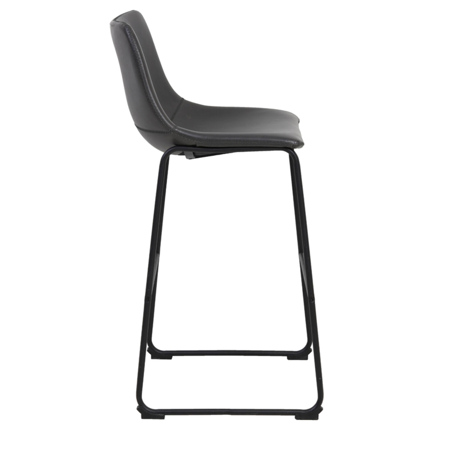 Barhocker Barstuhl JEDDO von Light & Living 47x46x99 cm Leder Tresenhocker Grau Schwarz