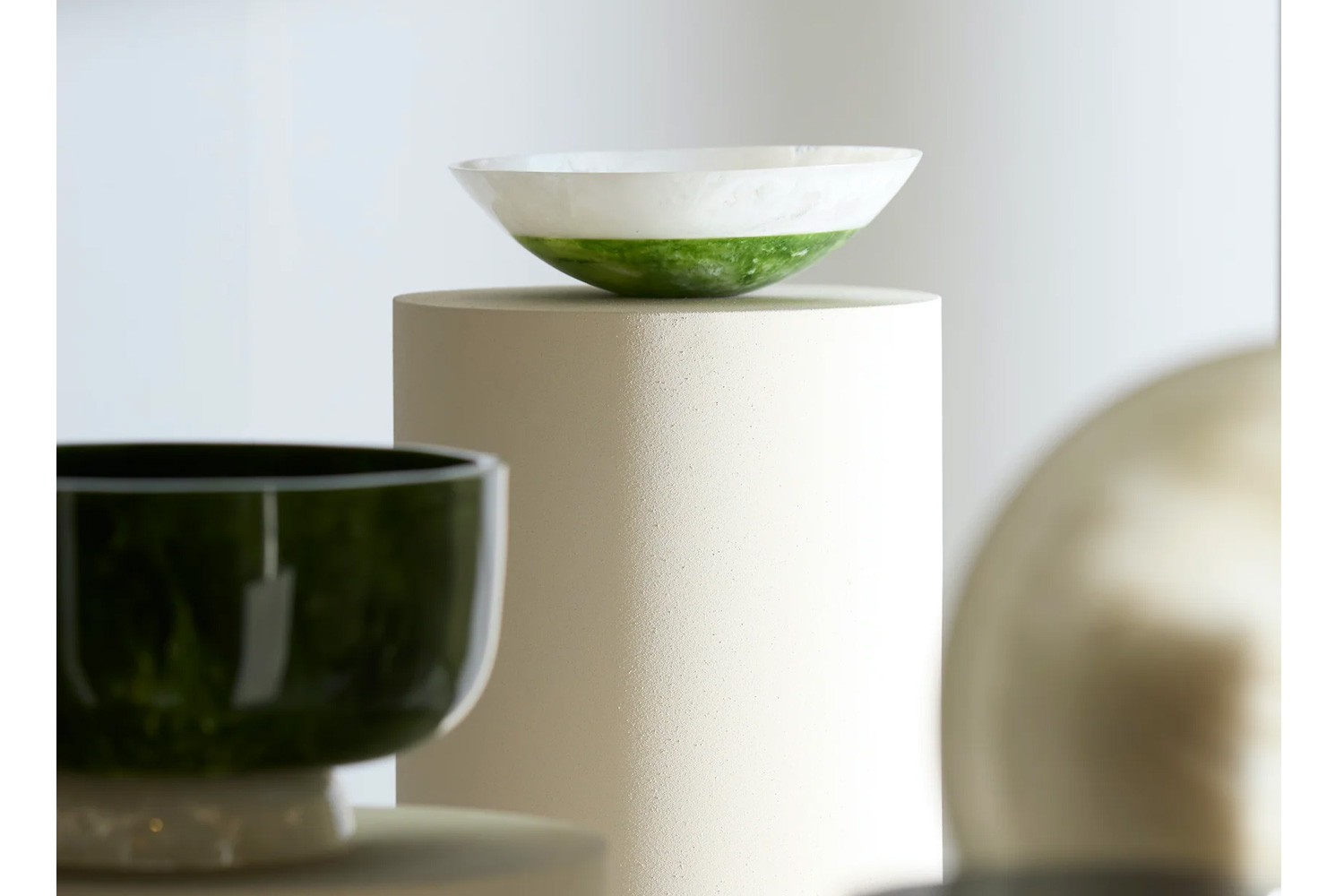 Dekoschale Schale BINANGA von Light & Living Ø26x7,5 cm Kunststoff Weiß-Grün