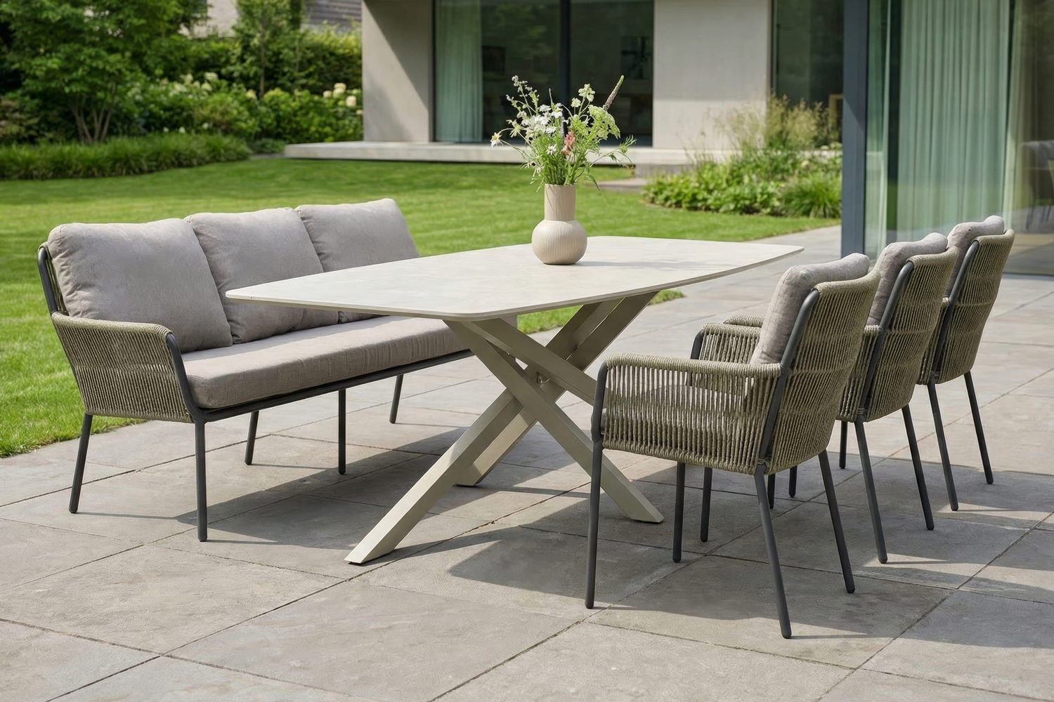 Gartentisch Concord Esstisch Terrassentisch 220x100x75cm sintered stone Taupe-Beige