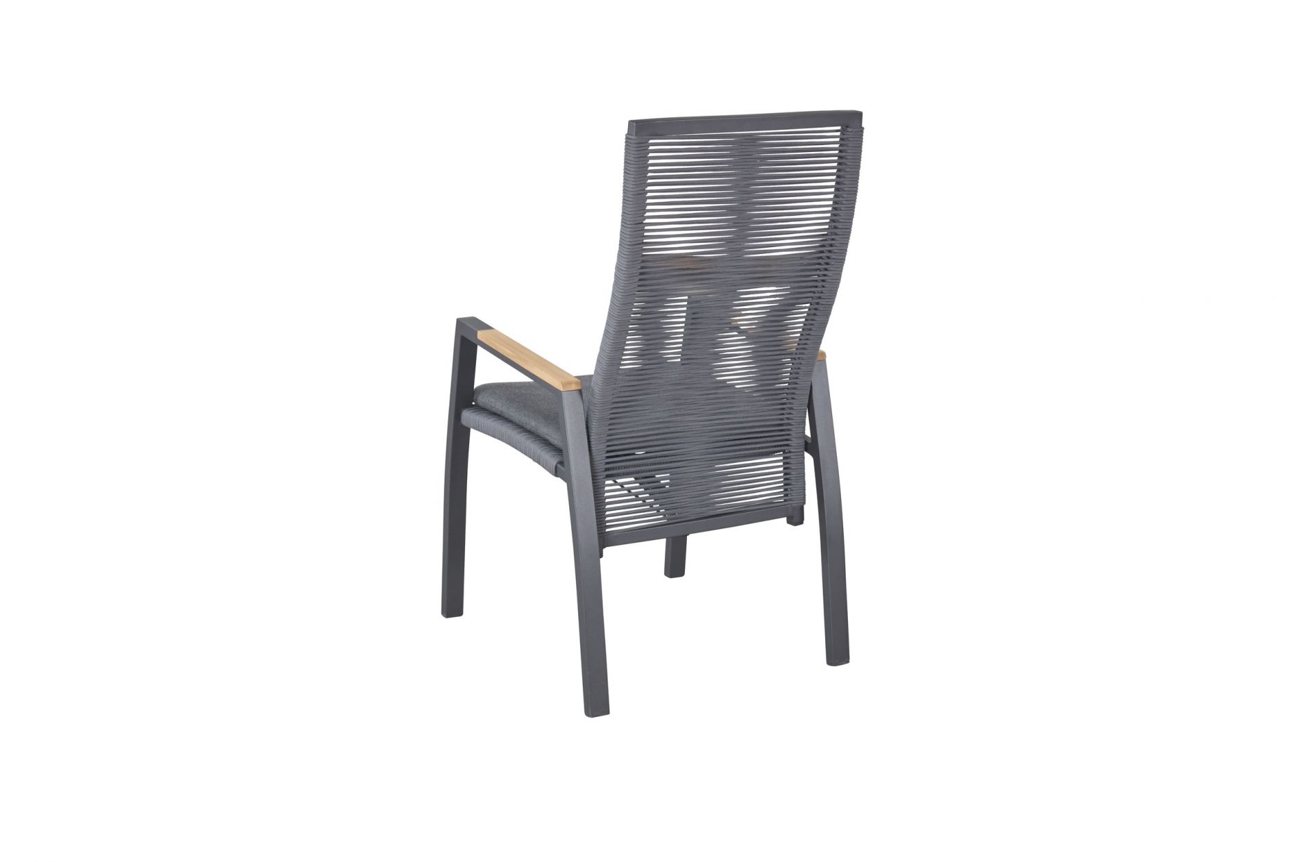 Dining Positionsstuhl Ohio Gartenstuhl Esstischstuhl mit Sitzkissen Teak-Armlehne grau