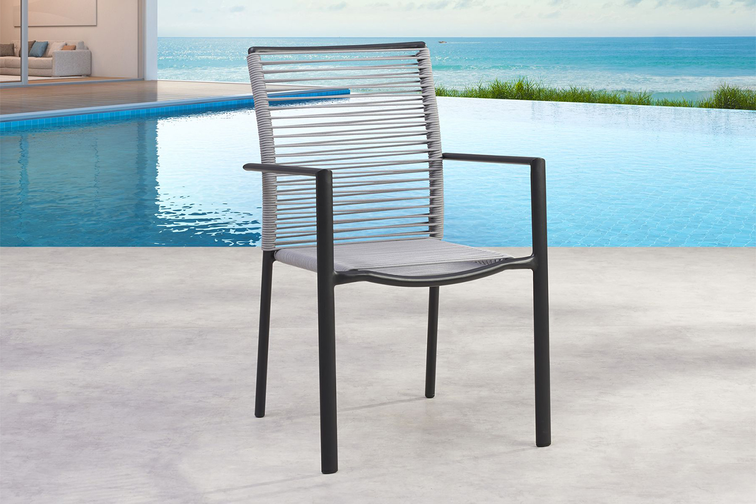 Dining-Sessel Stapelstuhl VINCENZA Armlehnstuhl Gartenstuhl Anthrazit/Grau Dining-Sessel Stapelstuhl VINCENZA Armlehnstuhl Gartenstuhl Anthrazit/Grau